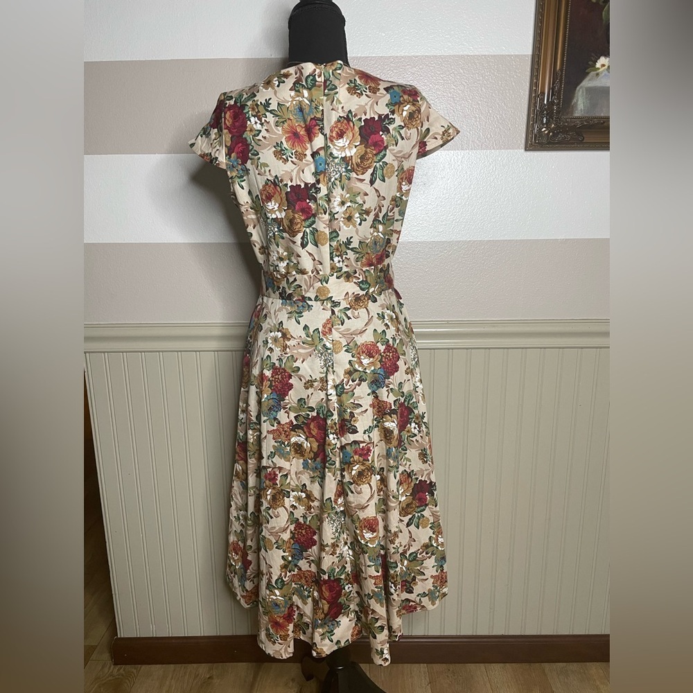 Mint Limit Women Tosa Floral Printed Multi-Color Midi Dress Size Large - Picture 9 of 16